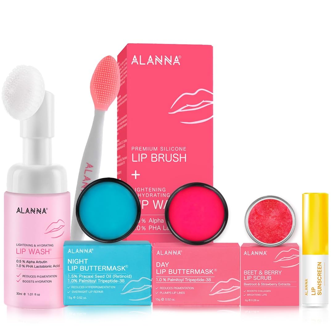 ALANNA Lip Care Kit for Dark, Dry & Pigmented Lips | 5-Step Repair Routine with SPF 40 Lip Balm, Wash, Scrub, Day & Night Masks | Hydration & Protection for Men & Women-image-40