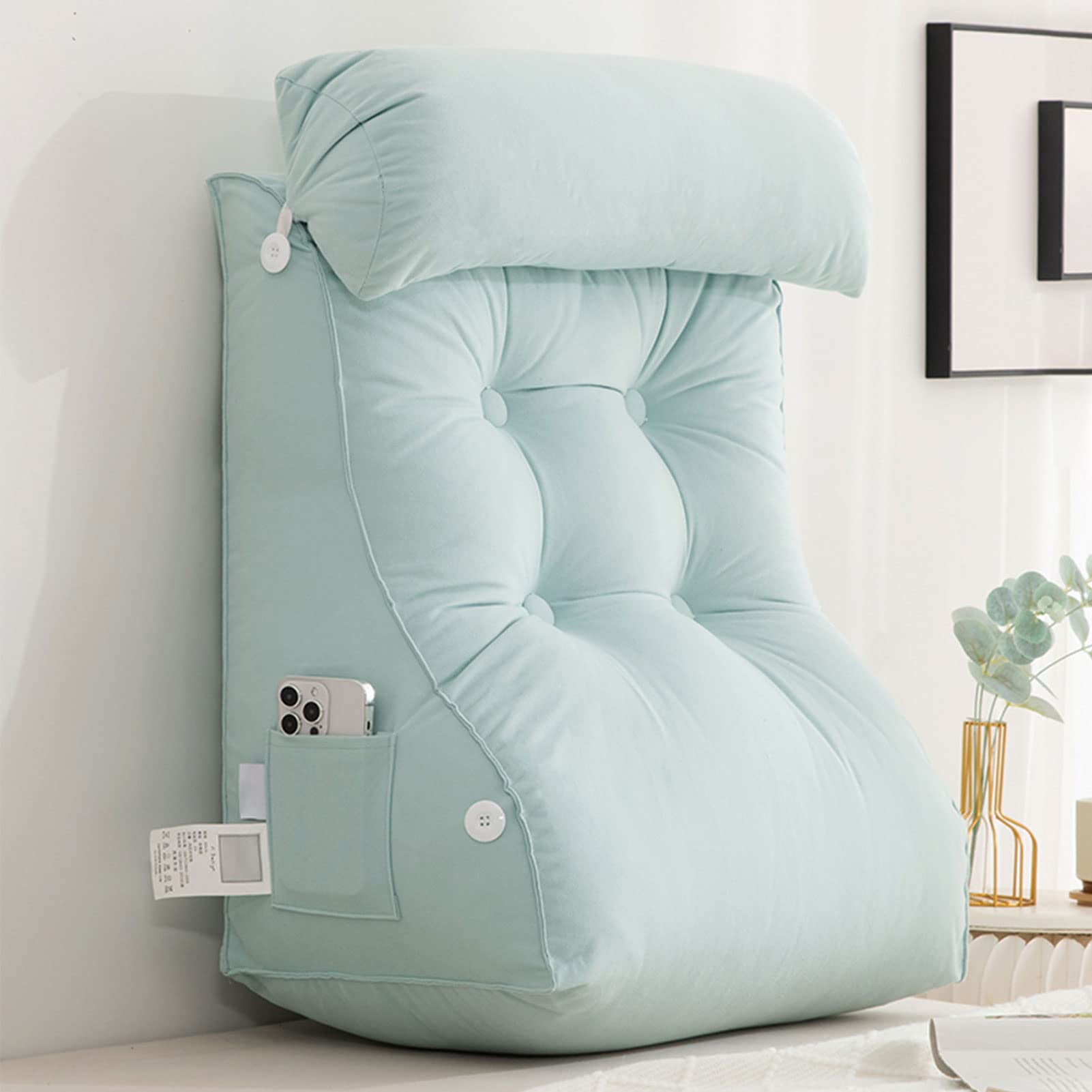 CLEMMO Headboard Reading Pillow,Reading And TV Pillow,Back Support Pillow,Wedge Pillow,Lumbar Support Cushion,Great As Backrest For Books Or Gaming