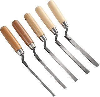 VUTYNKO Lot de 5 truelles à joints 6/8/10/12/15 mm et jointeur de brique | Avec manche en bois, outil de maçonnerie pour p...