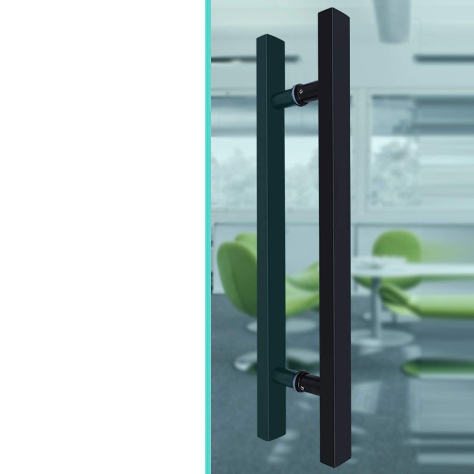 Poignée de porte en verre inox noir 80x60 cm pour bureau et maison
