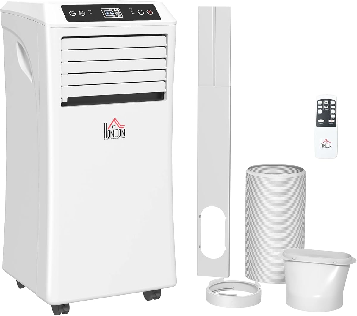 HOMCOM Portable Air Conditioner 10000 BTU, 4-in-1 Cooling, Fan, 24L/Day Dehumidifier & Sleep Mode, Mobile Air Conditioning Unit with Digital Display, Remote, 24H Timer, Window Kit for Rooms up to 30㎡