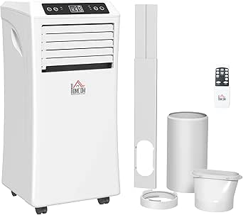 HOMCOM Portable Air Conditioner 10000 BTU, 4-in-1 Cooling, Fan, 24L/Day Dehumidifier & Sleep Mode, Mobile Air Conditioning Unit with Digital Display, Remote, 24H Timer, Window Kit for Rooms up to 30㎡