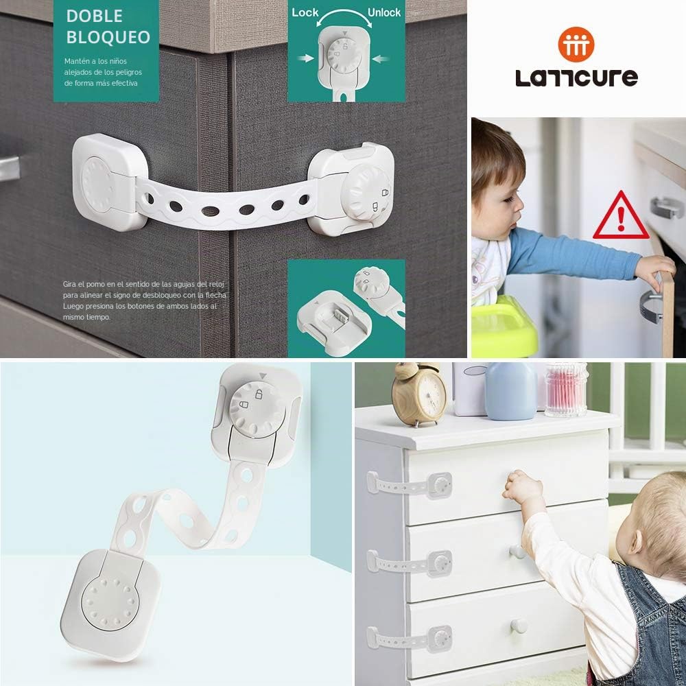 36 PCS Kit de Seguridad para Bebés 8PCS Cerradura Magnética y 2PCS Key 12PCS Protectores Esquinas 10PCS Tapa de Enchufe 8 PCS Cierre Seguridad (Kit)