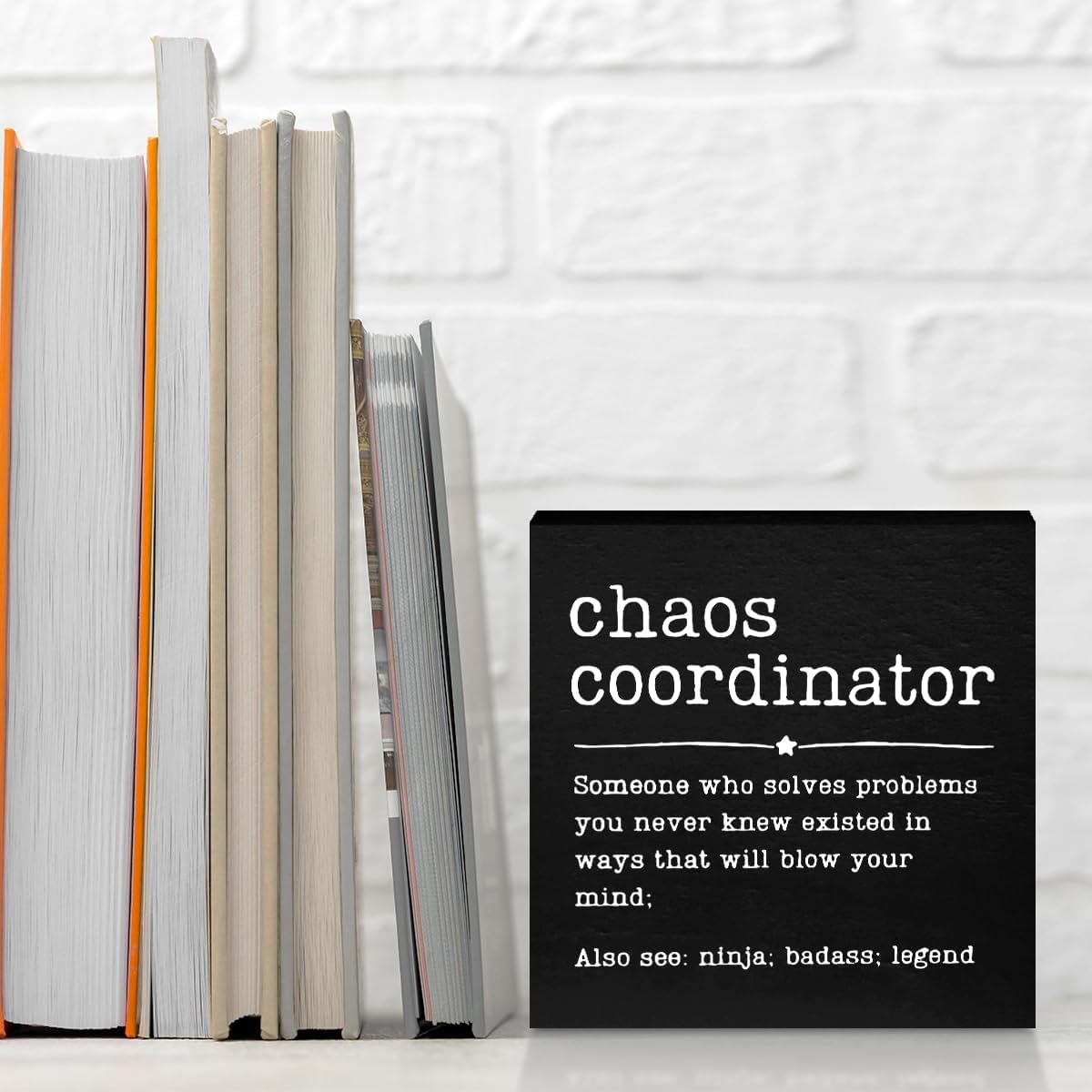 Funny Chaos Coordinator Gifts Office Decor, Chaos Coordinator Wooden Box Sign, Thank You Gifts, Home Farmhouse Table Shelf Desk Decor Accessories, Appreciation Gifts for Coworkers Colleague Leader - Image 3