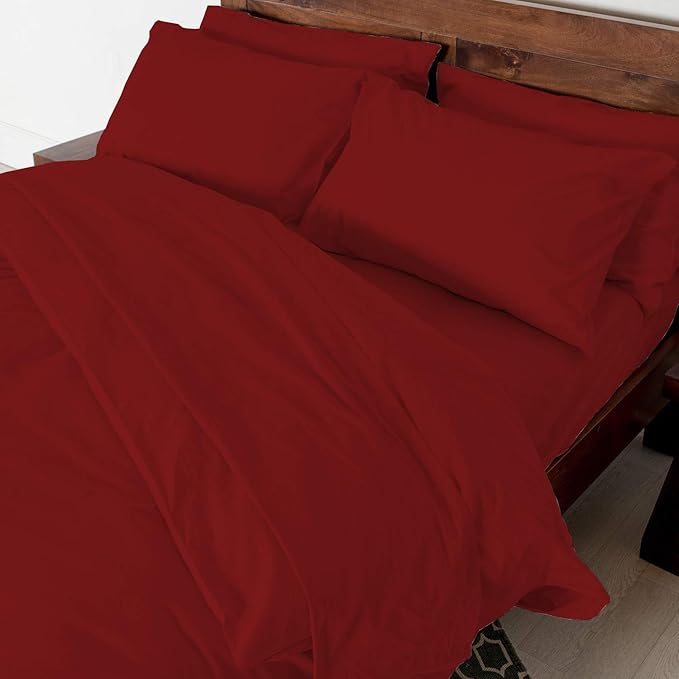 Cottington Lane - 3 PC Elegant Duvet Cover Double Size - 400 Thread Count 100% Cotton - Duvet/Quilt/Razai Cover Come with Zipper Closer for Protect Your Super Soft Comforter | Burgundy Solid