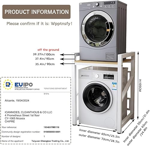 Miniatura 3 de Armario para lavadora de tambor, kit de apilamiento para lavadora y secadora, estante de almacenamiento para lavadora, patas antideslizantes