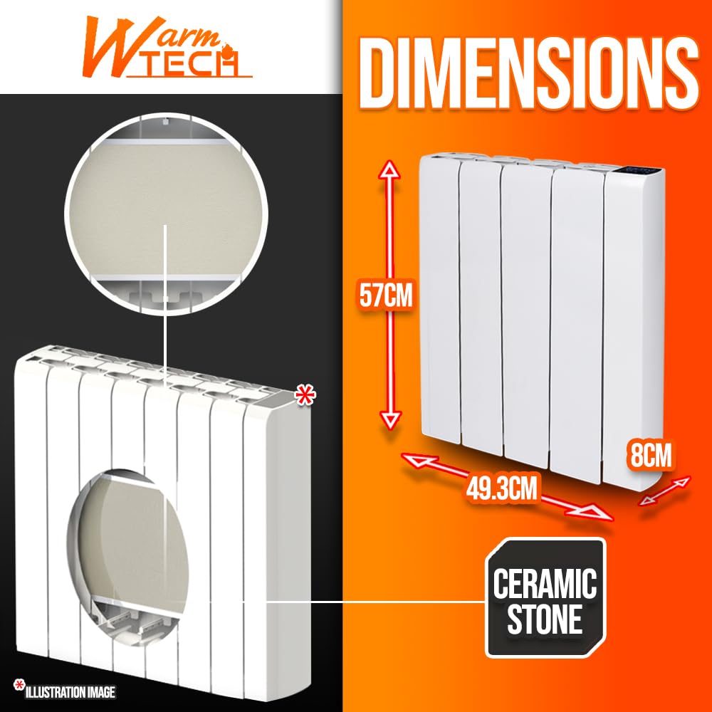 Keramikheizkörper 1000 W – Digitales Thermostat, Timer 7 Tage – Wandmontage Warm Tech