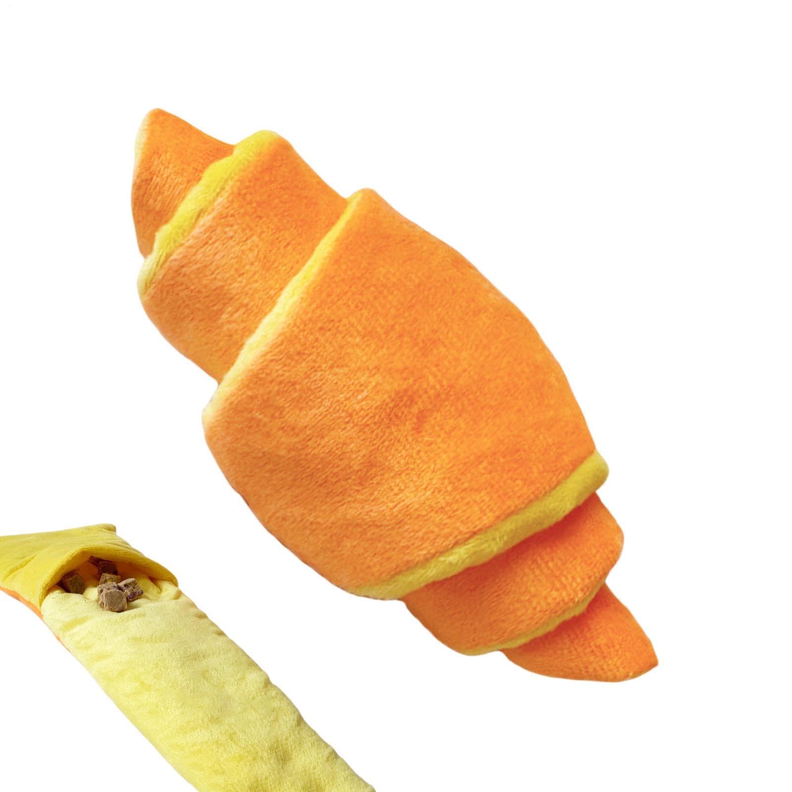 2 Pack Treat Puzzle Toys For Dogs, Croissants Shaped Soft Indestructible Dog Toy, Dog Enrichment Toy, Interactive Plush Doll Chew Toys For Puppy Teether