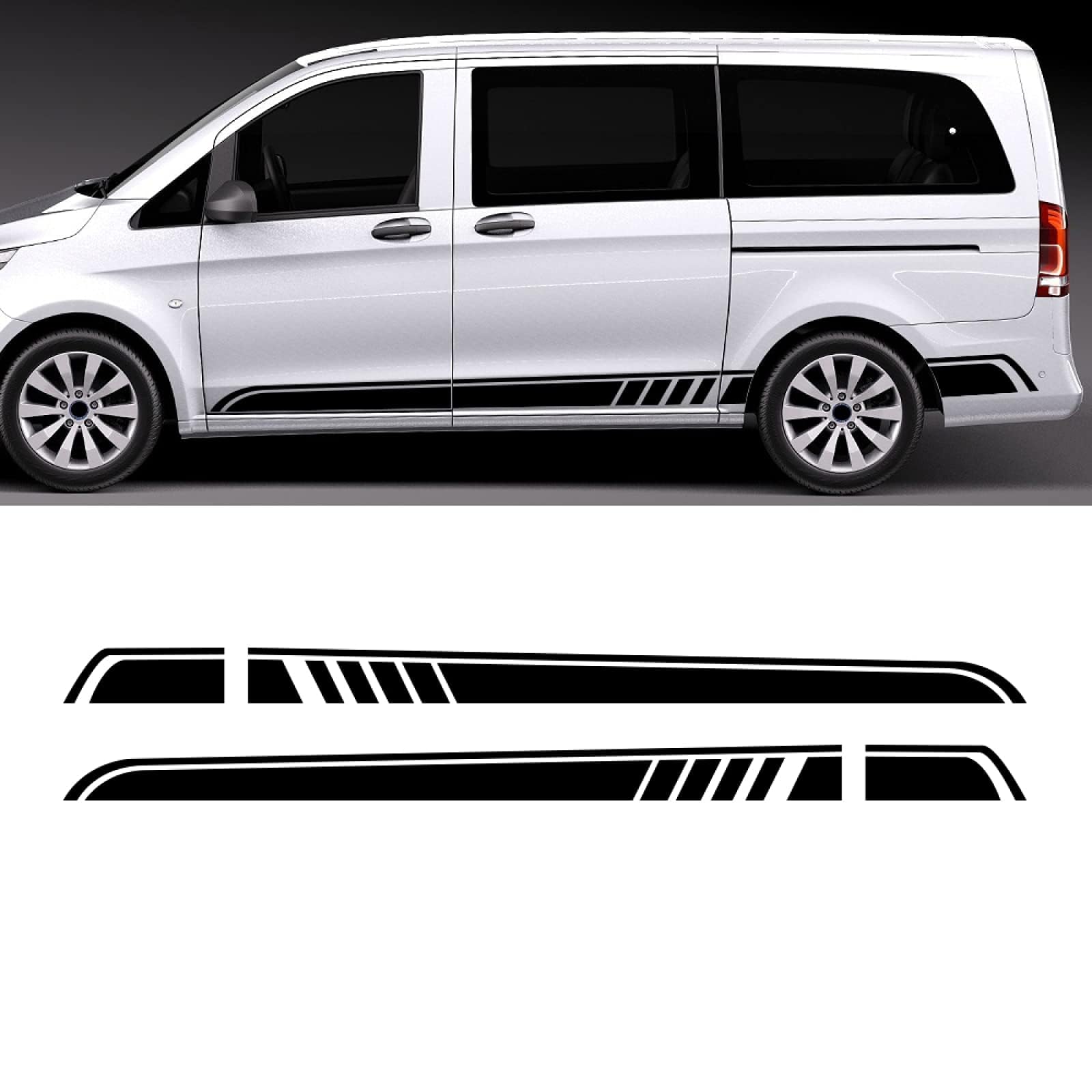 UNCLE LIAO Car Side Skirt For Mercedes Benz Vito Viano V Class w447 v260 Auto Car Door Sticker Side Step Skirt.,Black