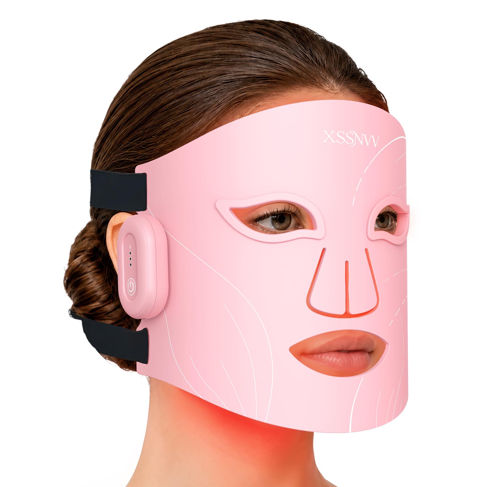 LED Maske Gesicht, Kabellos Lichttherapie Gesichtsmaske, 4 Modi | Anti-Aging, Hautklärung, Entzündungshemmend, Beruhigend, rote/blau LED, Aufladbar Rotlichtlampe Gesicht, Schönheitsgeschenke