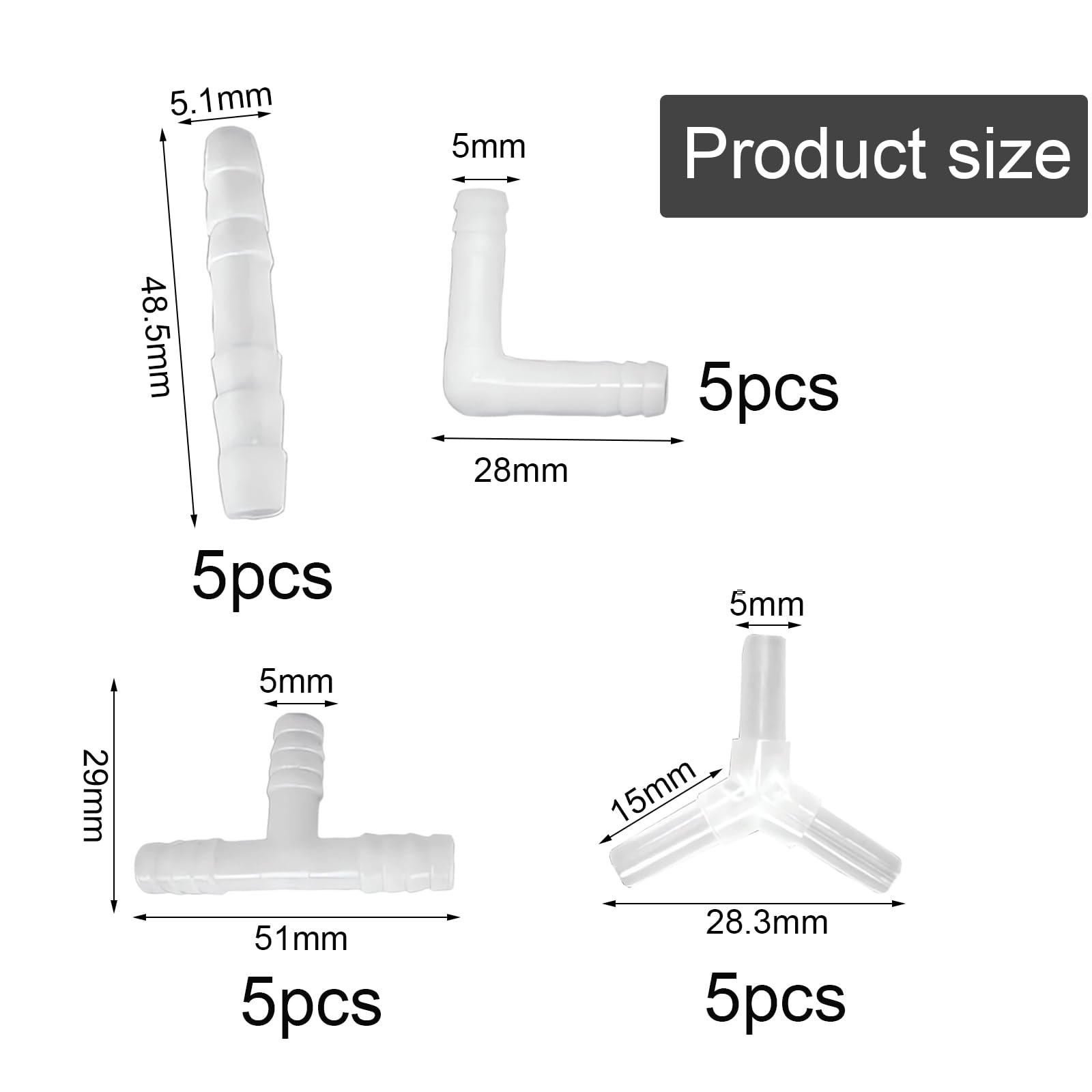 20 Pièces Raccord pour Valve d'air d'Aquarium, Connecteurs de Pompe à Air d'Aquarium, Y/T/L/I connecteurs pour Tuyau, Aquarium en Plastique Transparent Connecteur de Tube à Air
