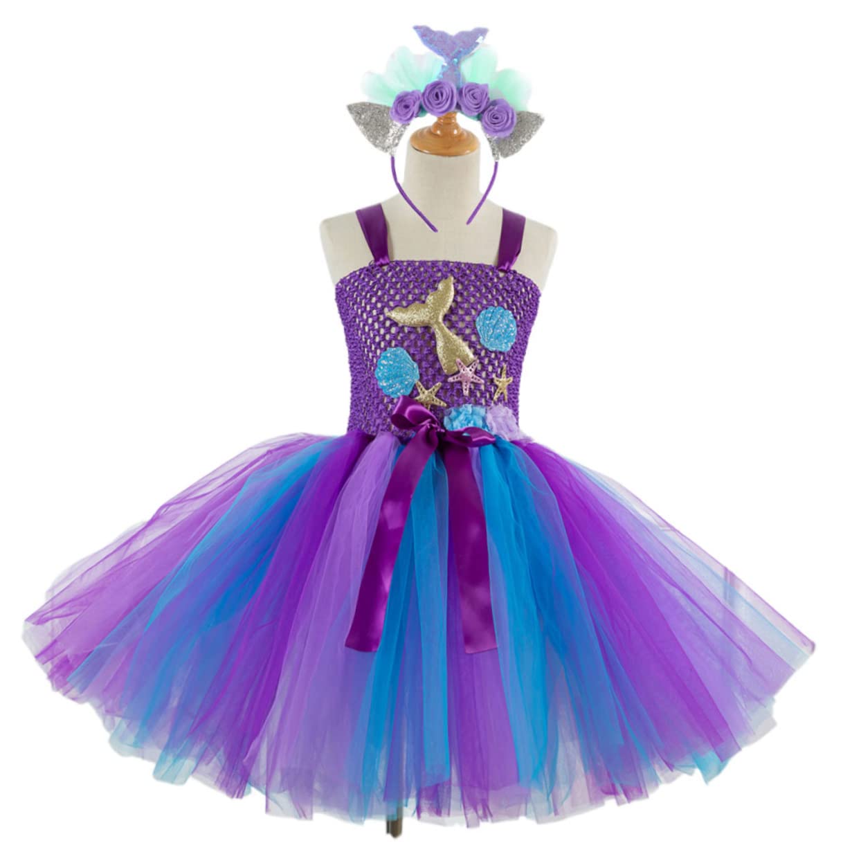 Baluue Girls Mermaid Tutu Dress Princess Costume for Birthday Parties Gauze Skirt (size 8-9y 130cm -hd93434)