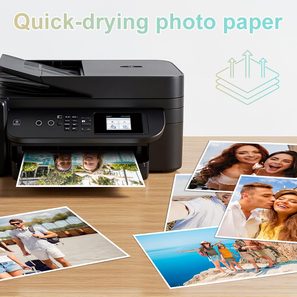 Ainiv 50 Fogli Carta Fotografica Lucida A4 200 g/m² Asciugatura Rapida Impermeabile per Stampanti a Getto d'inchiostro HP Canon Epson