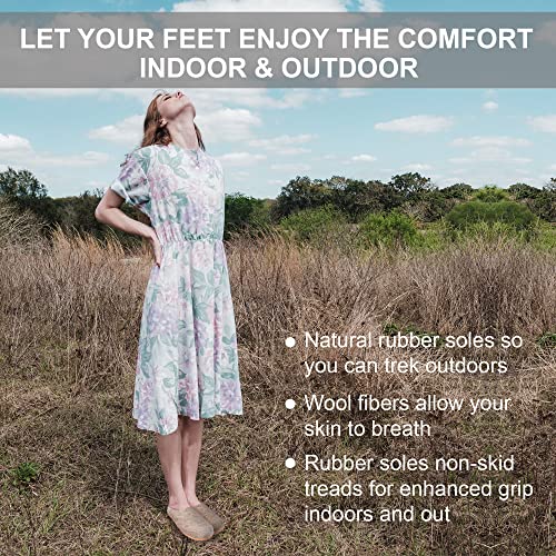 Haussimple Natural Grey Handmade Wool Clogs Unisex Slip-On Slippers thumb #5