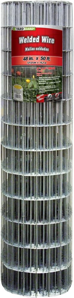 YARDGARD 2 in. x 4 in. Mesh Welded Wire Fence Roll, 48 in. x 50 ft., 14-Gauge Galvanized Steel Fence for Animal Enclosures, Garden Protection and Property Fencing, Rabbit Control an Utility Fence