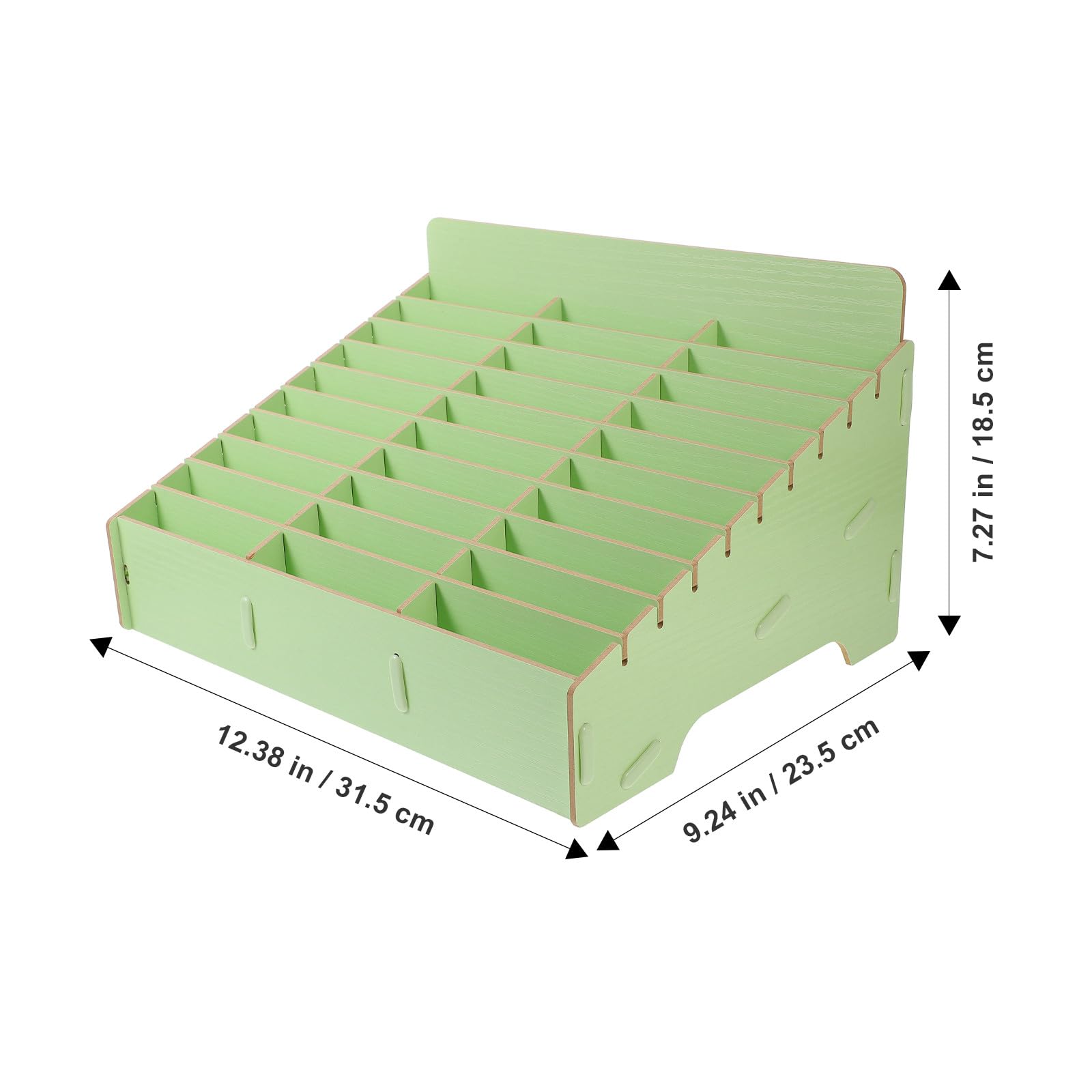 Portaoggetti in Legno Verde Scomparti Multipli per Telefoni Cellulari e Telecomandi, Organizer Multifunzionale per Scrivania da Ufficio e Sala Riunioni