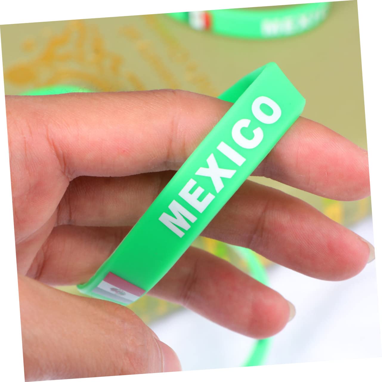 Toyvian 5Pcs Country Flag Printed Silicone Wristband Chic Sports Bracelet for Football Matches Comfortable and Soft Design for Events and Cheerleading Mexico