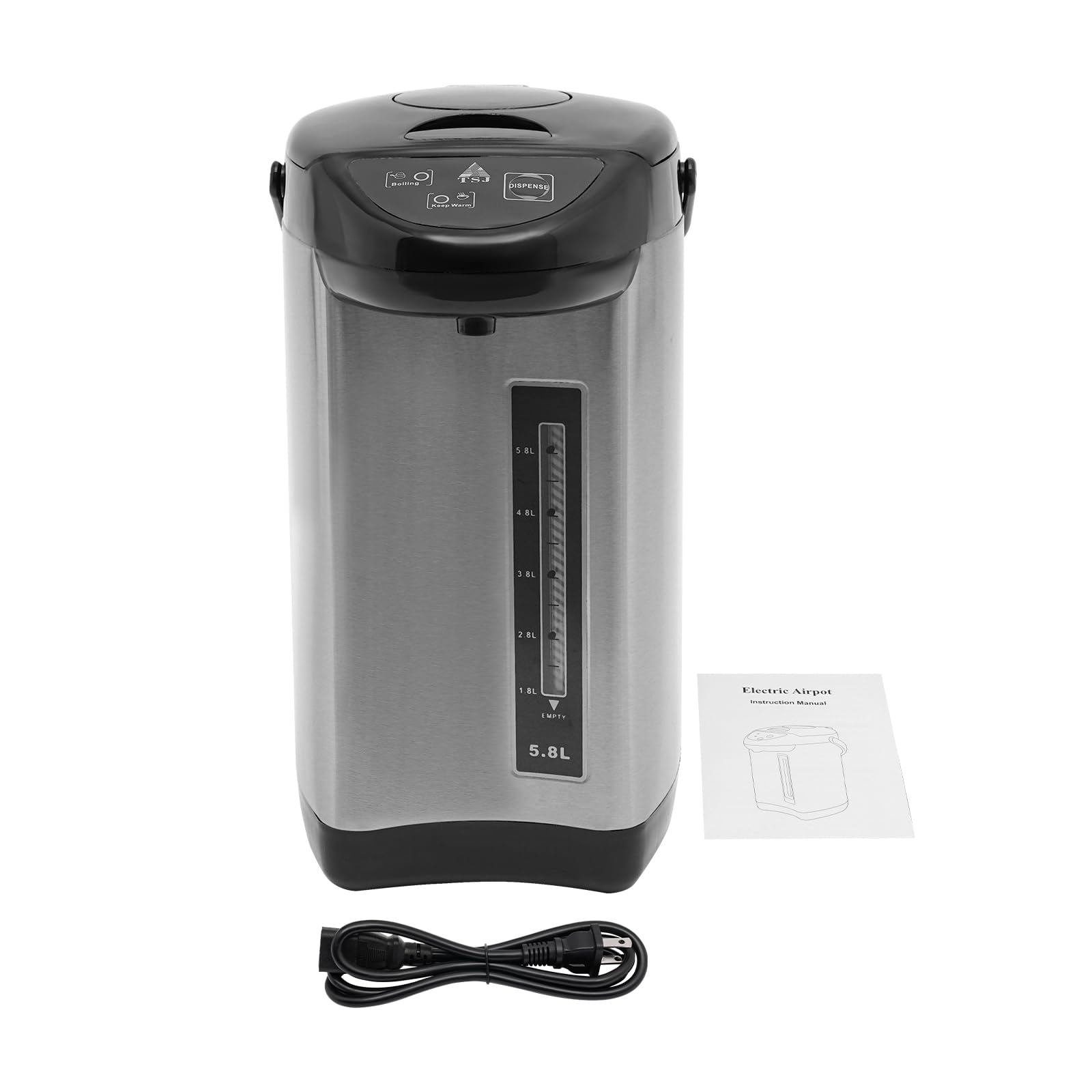 Water Boiler & Warmer 5 Liter with Safety Guard, 304 Stainless Steel Removable Water Tank, 750 Watt 3 Adjustable Water Temperature, Free Standing Electric Kettle for Living Rooms,Kitchens (Black)