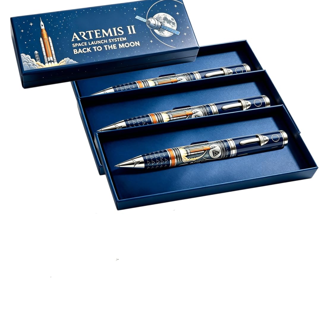 Artemis II Space Launch System Commemorative Ballpoint Pen, Rocket Astronaut Theme, Collectible Gift for Space Enthusiasts (3)