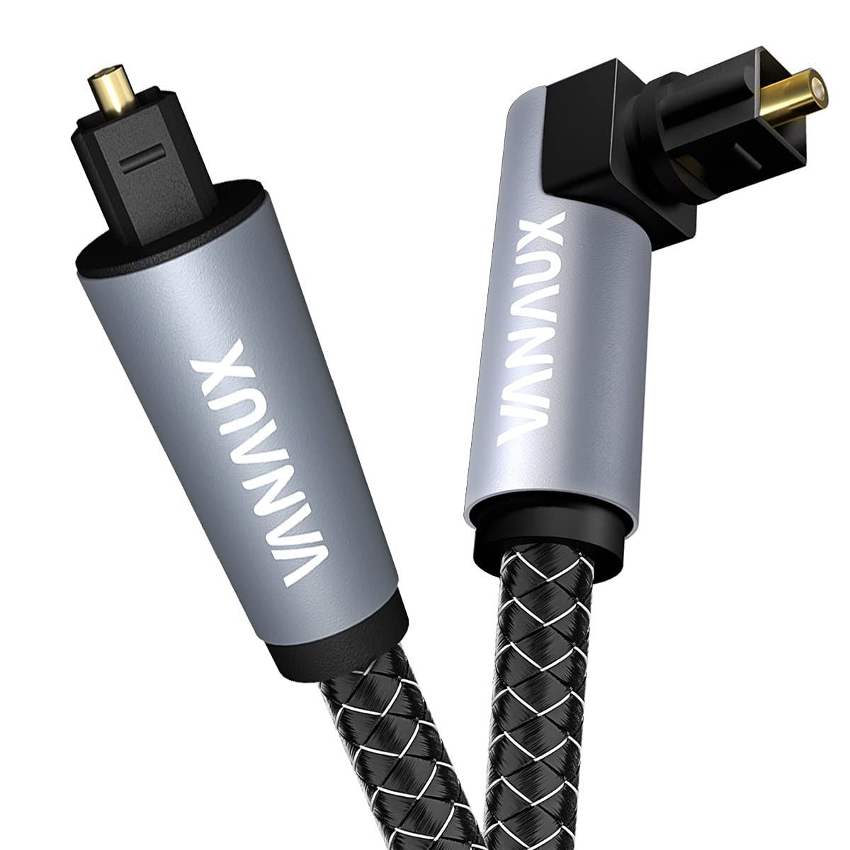 VANAUX 90 Degree Optical Cable, 5FT SPDIF Audio Optical Cable, 360 Degree Rotatable L Shaped Right Angle Digital Toslink Male to Male Cable for Sound Bar, TV, PS4, Xbox (1.5m/5ft)…