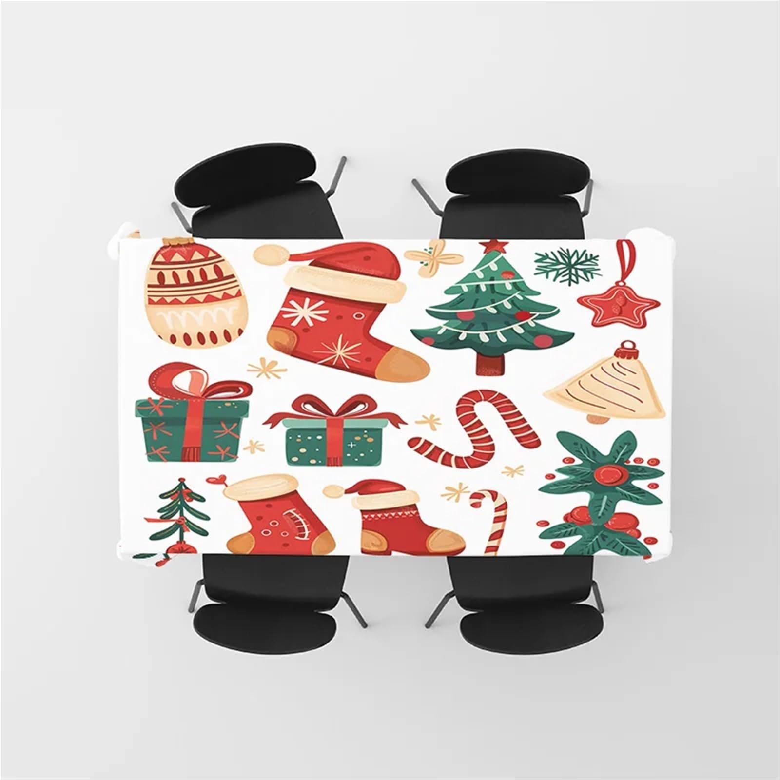 tovaglia natalizia Whimsical Tablecloth With Holiday Foods And Decor Festive Celebrations(140X160CM)