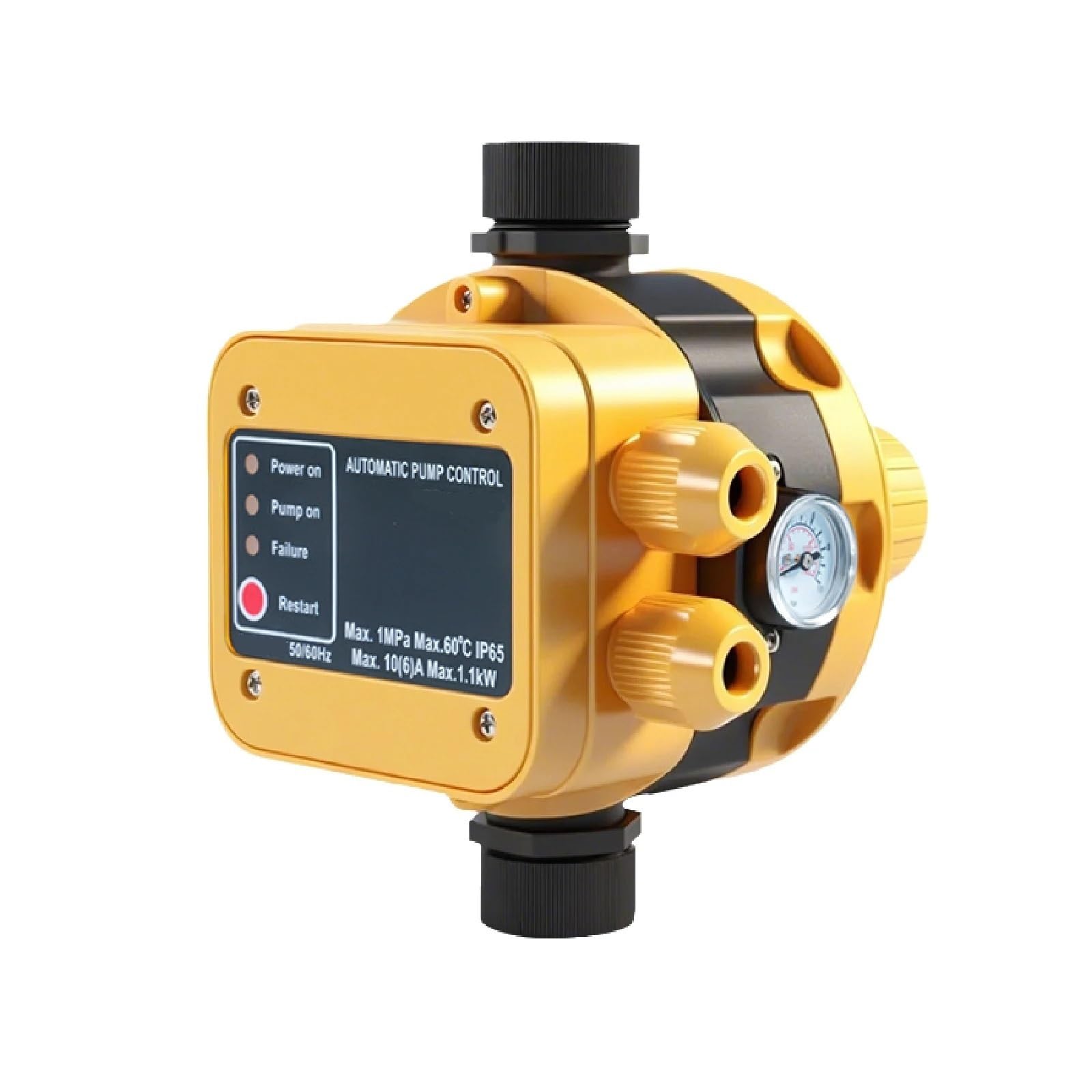 Bgaza 1-2.5Kg 1" G1 Adjustable Water Pump Pressure Controller, 1.1Kw Automatic Pump Switch With Dry Run Protection & Pressure Gauge(1-2.5Kg)