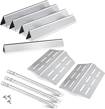 62752 7620 7622 for Weber Genesis E310 E320 E330 S310 S320 S330 EP310 EP320 | Zemibi 17.5" Flavorizer Bars, 19.5" Burner, 13 1/4" Heat Deflectors