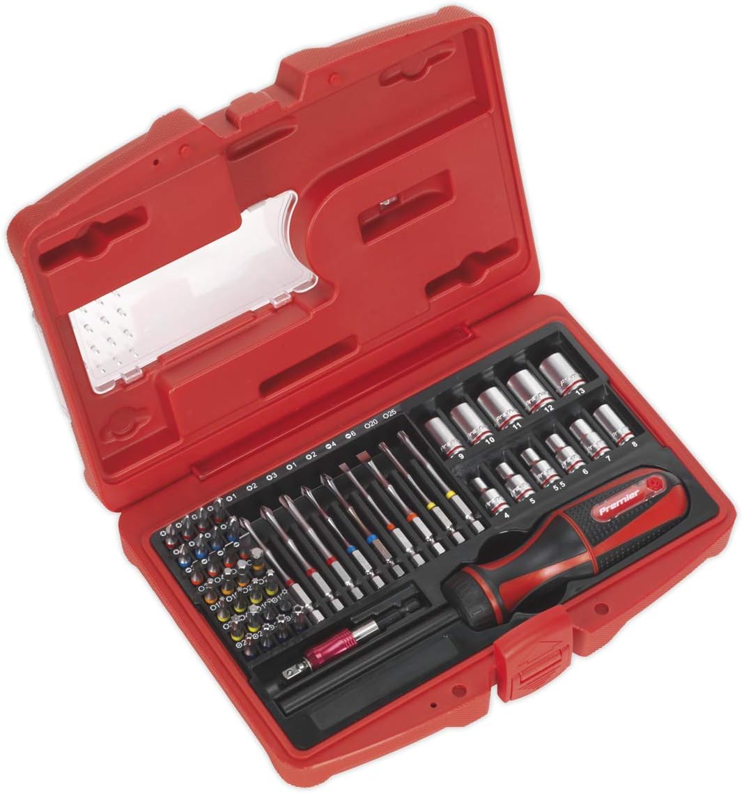 Sealey AK64903 Fine Tooth Ratchet Screwdriver and Accessory Set, 51 Pieces