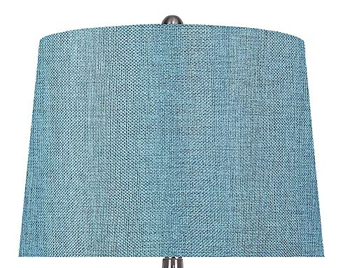 Grandview Gallery 29" Brushed Nickel Metal Table Lamps W/Teardrop Shape & Turquoise Linen Shades (Set Of 2) #TOP3