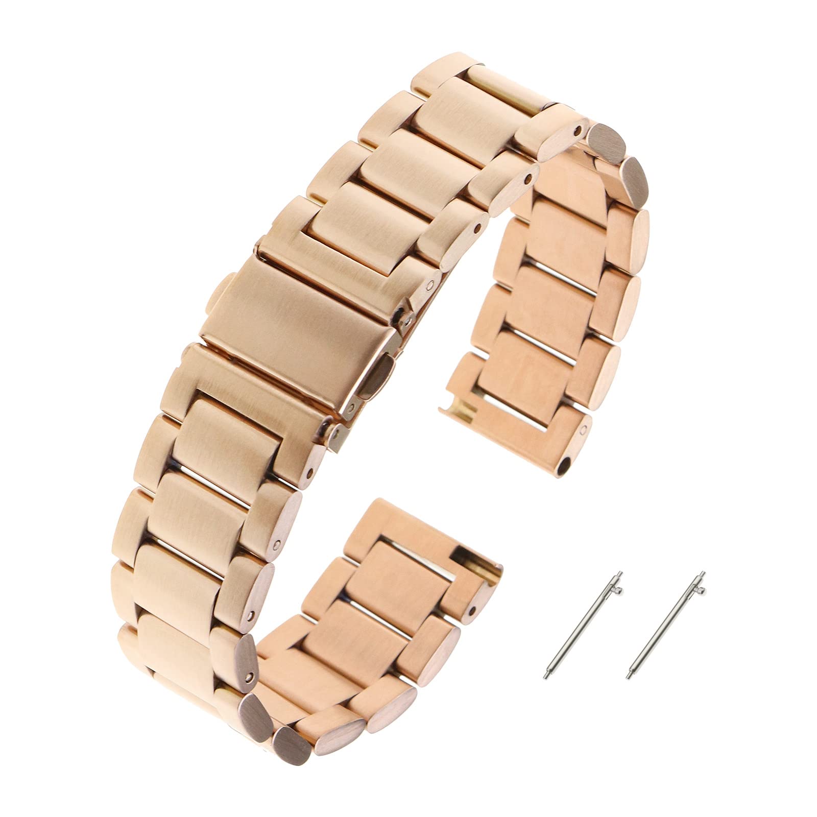 Create idea Watch Strap Compatible with Garmin Venu 2S / Vivoactive 4S / Vivomove 3S for 130-195mm Wrist Size Stainless Steel Watch Band Replacement Wristband Rose Gold