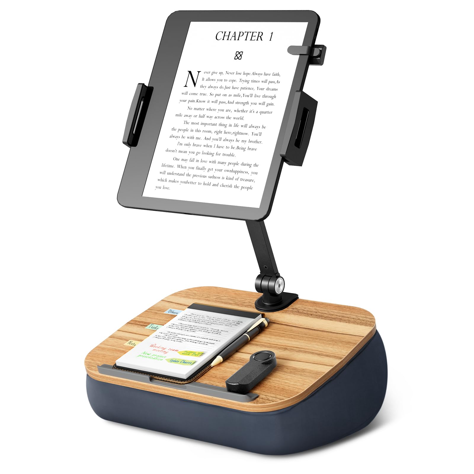 ERGONOV Lap - Puf acogedor soporte de almohada Kindle para cama con brazo ajustable, soporte para tableta de 360°, se adapta a Kindle, iPad, teléfono, laptop, escritorio de regazo para leer manos