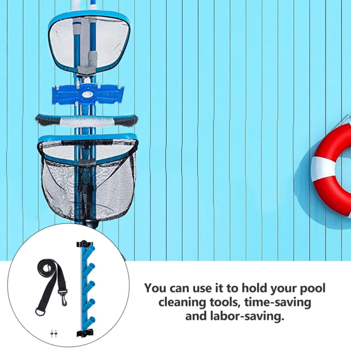 SHINEOFI Support de Nettoyage de Piscine Accessoire pour Rangement Couleur Aléatoire en PVC et Nylon pour Outils de Nettoyage de Piscine