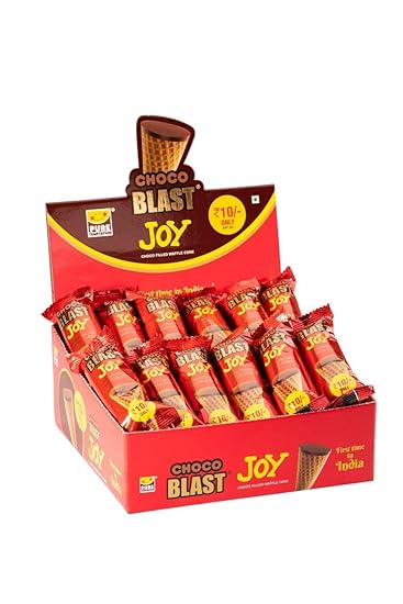 Pure Temptation  Chocoblast Joy Chocolate Flavoured Choco filled Waffle cone - Premium Chocolate Pack of 1 x 36 pcs Display Stand Chocolate Gift Box