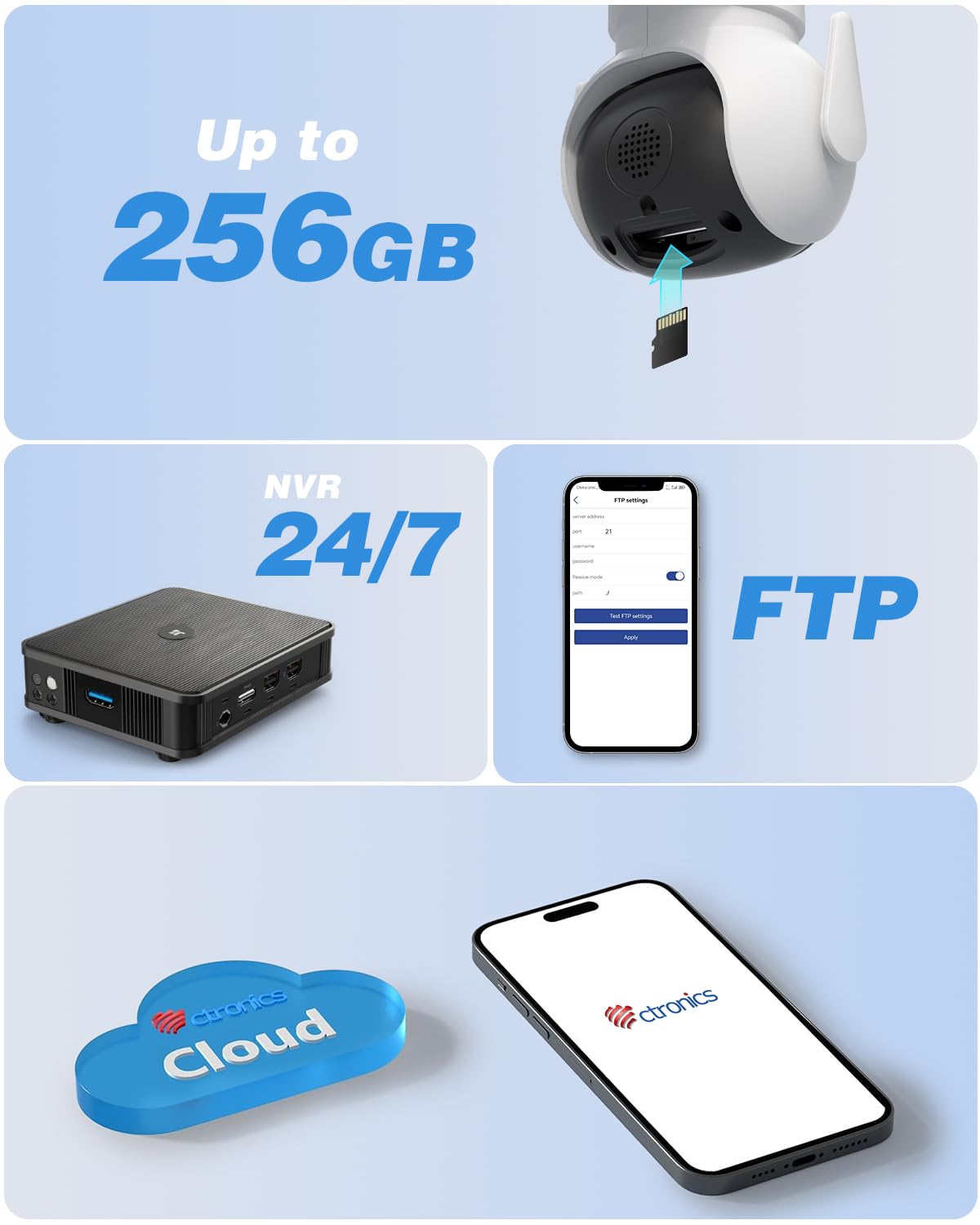 Ctronics 4K 8MP Überwachungskamera Aussen WLAN, 2,4/5GHz Dualband WiFi PTZ IP Kamera Outdoor mit Personen/Haustier/Fahrzeugerkennung Automatische Verfolgung 30m Farbnachtsicht Weiß | 2,4/5GHz Dualband WiFi, Personen/Haustier/Fahrzeugerkennung Automatische