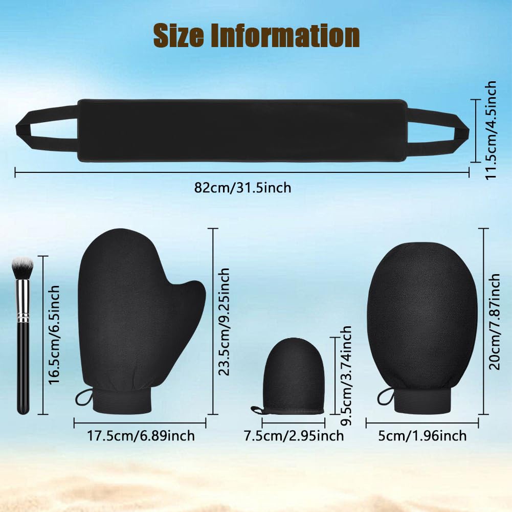 LOPHE Applicatore Abbronzatura, 5 Pezzi Autoabbronzante Guanti Applicatore per Lozione Posteriore, Doppia Faccia Applicatore per Guanti Riutilizzabili Lavabili, per Crema Abbronzante