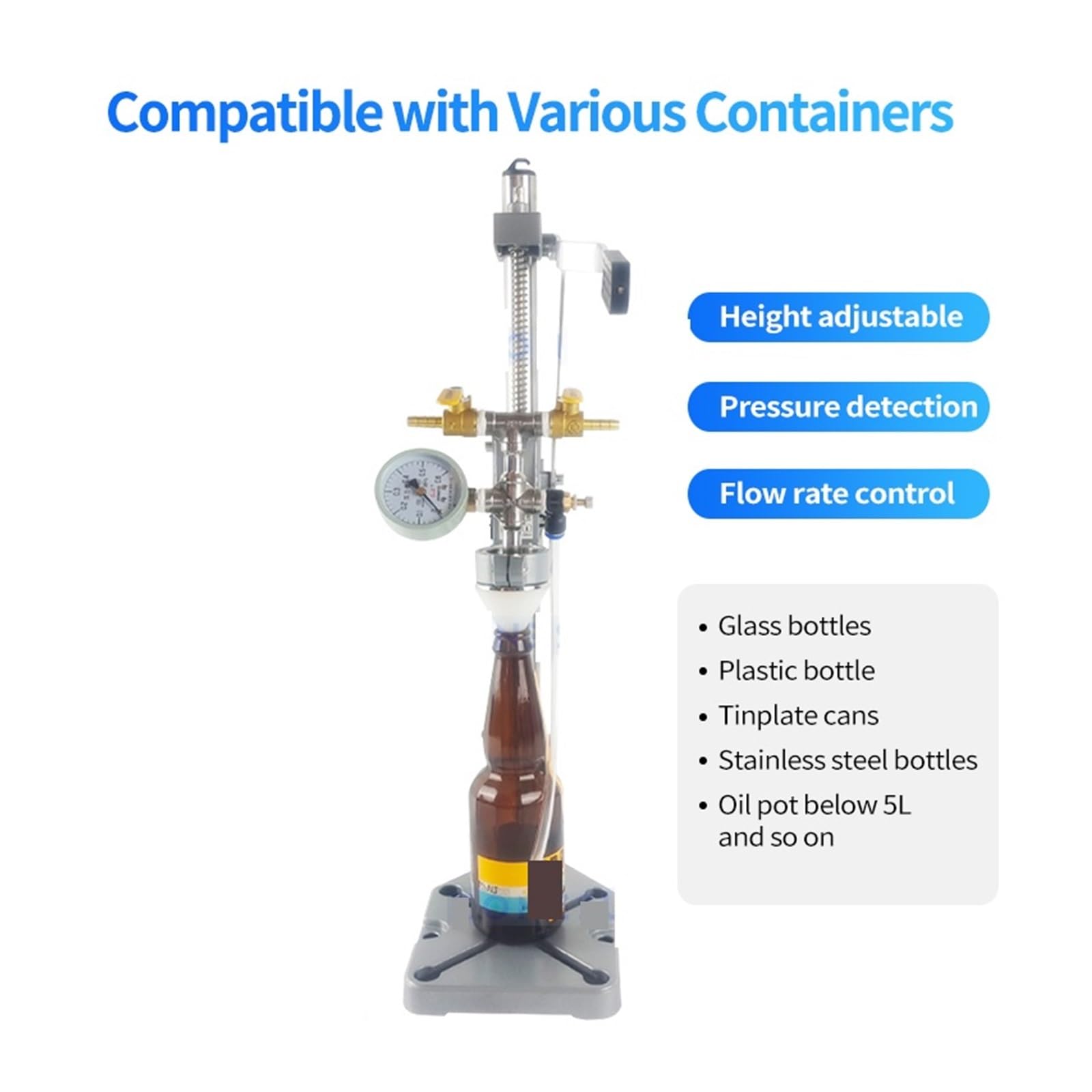Máquina de llenado de líquidos Llenadora de cerveza Bebidas carbonatadas Máquina de llenado Manual Cola Soda Bebida alcohólica con gas Desespumante