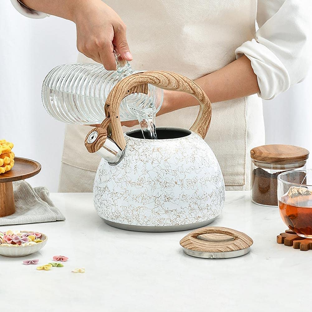 Czajnik Indukcja 2.8L gwizdający czajnik do herbaty ze stali nierdzewnej drewniany uchwyt kuchenka gazowa kuchenka indukcyjna czajniczek kuchenny czajnik wodny Czajnik Na Kuchenkę