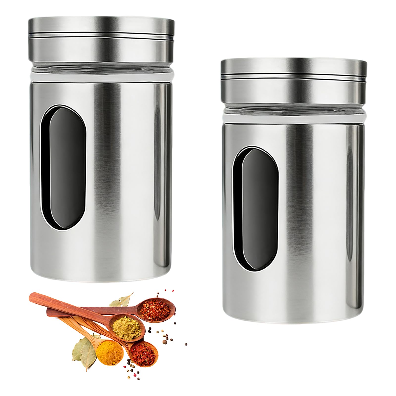 2Pcs Salt and Pepper Shakers Set, Adjustable Pour Holes Salt Shaker
