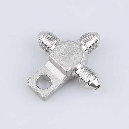 Miniatura 7 de 2 piezas de acero inoxidable -3 AN macho manguera de freno extremo T bloque con lengüeta de montaje