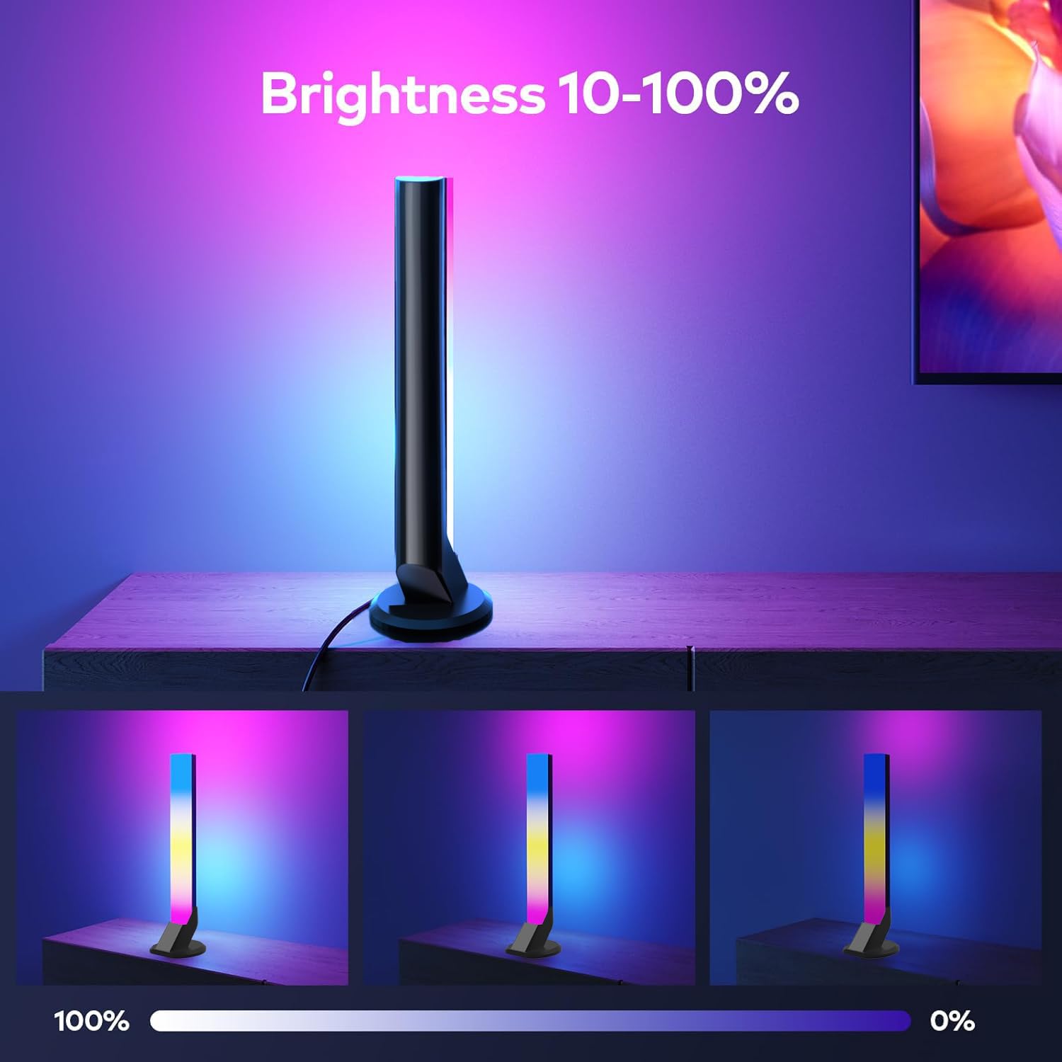 Gaming LED Lightbar mit Desktop-Controller, Smart Gaming Lampe Zimmer Deko Funktioniert mit Alexa Google Assistant, RGBIC TV LED Hintergrundbeleuchtung App-Steuerung Musiksync für TV Tisch Geschenke