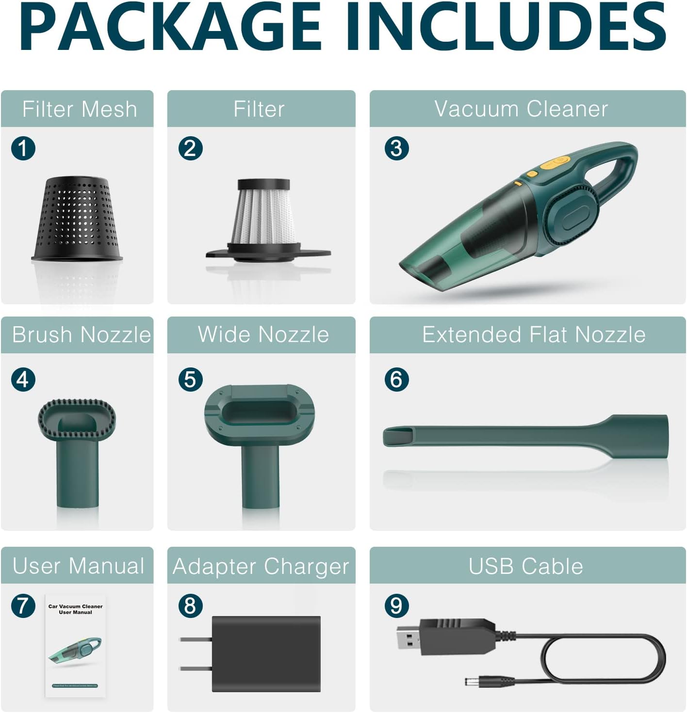 AUKUN Handheld Vacuum, Handheld Vacuum Cordless 8KPA Strong Suction with Rechargeable Battery, Portable Vacuum Wet Dry for Car and Home -