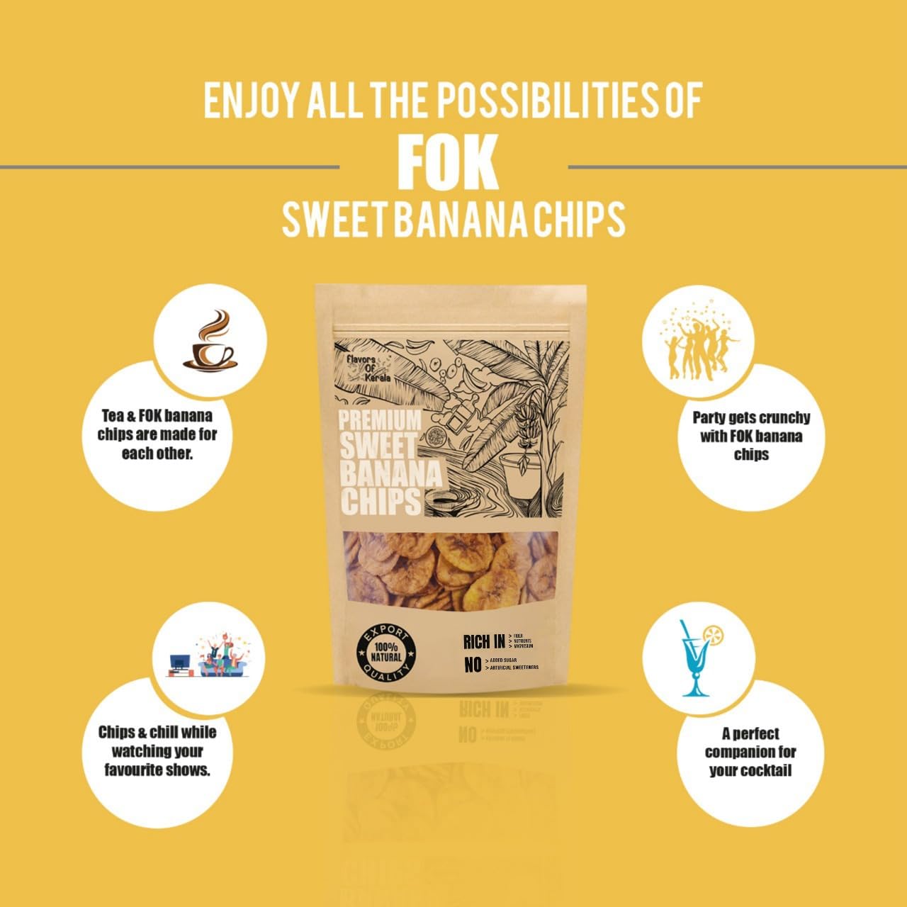 FLAVORS OF KERALA (FOK) Premium Kerala Sweet Banana Chips in Coconut Oil, 200g| No Added Sugar or Sweeteners | Naturally Sweet | - Image 9 thumbnail