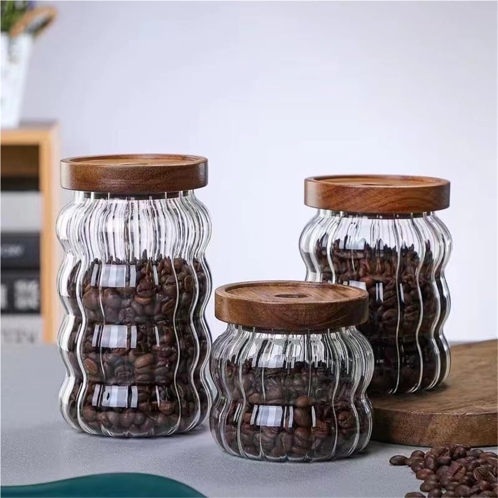 Vorratsdosen für die Küche, kreative versiegelte Glasflaschen zur Aufbewahrung von Tee, Kaffee, Snacks, Kaffeebohnen, Küche, leere, luftdichte Behälter für Lebensmittel (350 ml)