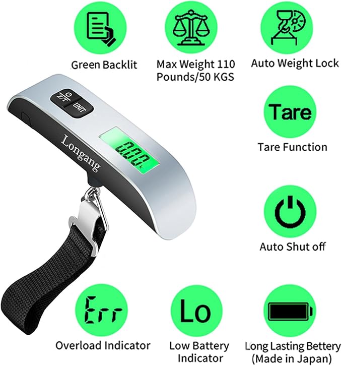 Portable Digital Luggage Scale Travel Weight Checker