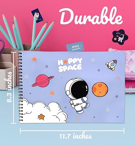 Miniatura 3 de 4 pack blank books for kids to write stories,comes with stickers,drawing book, 15 sheets 11.4x8.2 inch, A4 size, blank journal notebook, sketch book