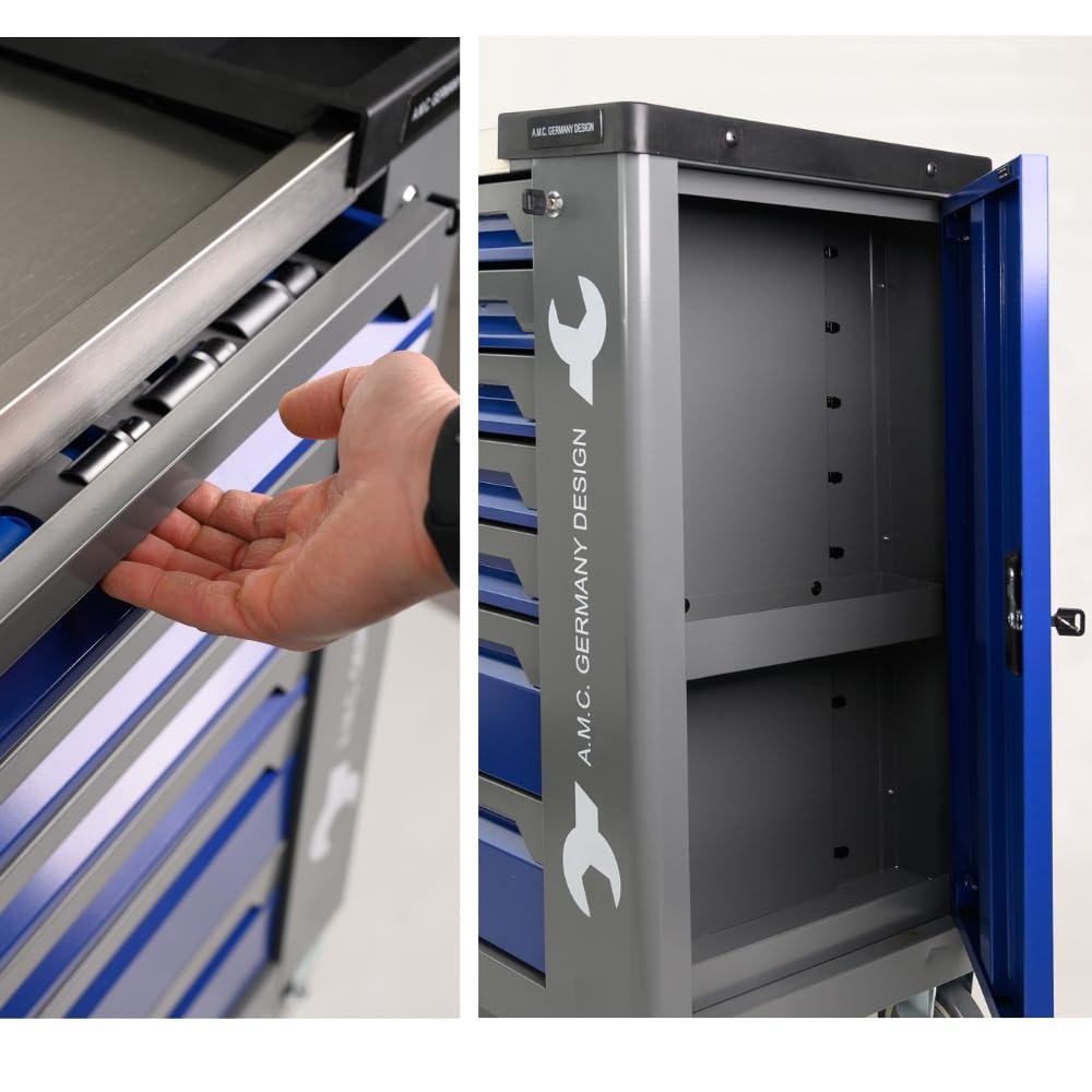 A.M.C. Carrello porta attrezzi 256 pezzi 7 cassetti con ruote struttura rinforzata