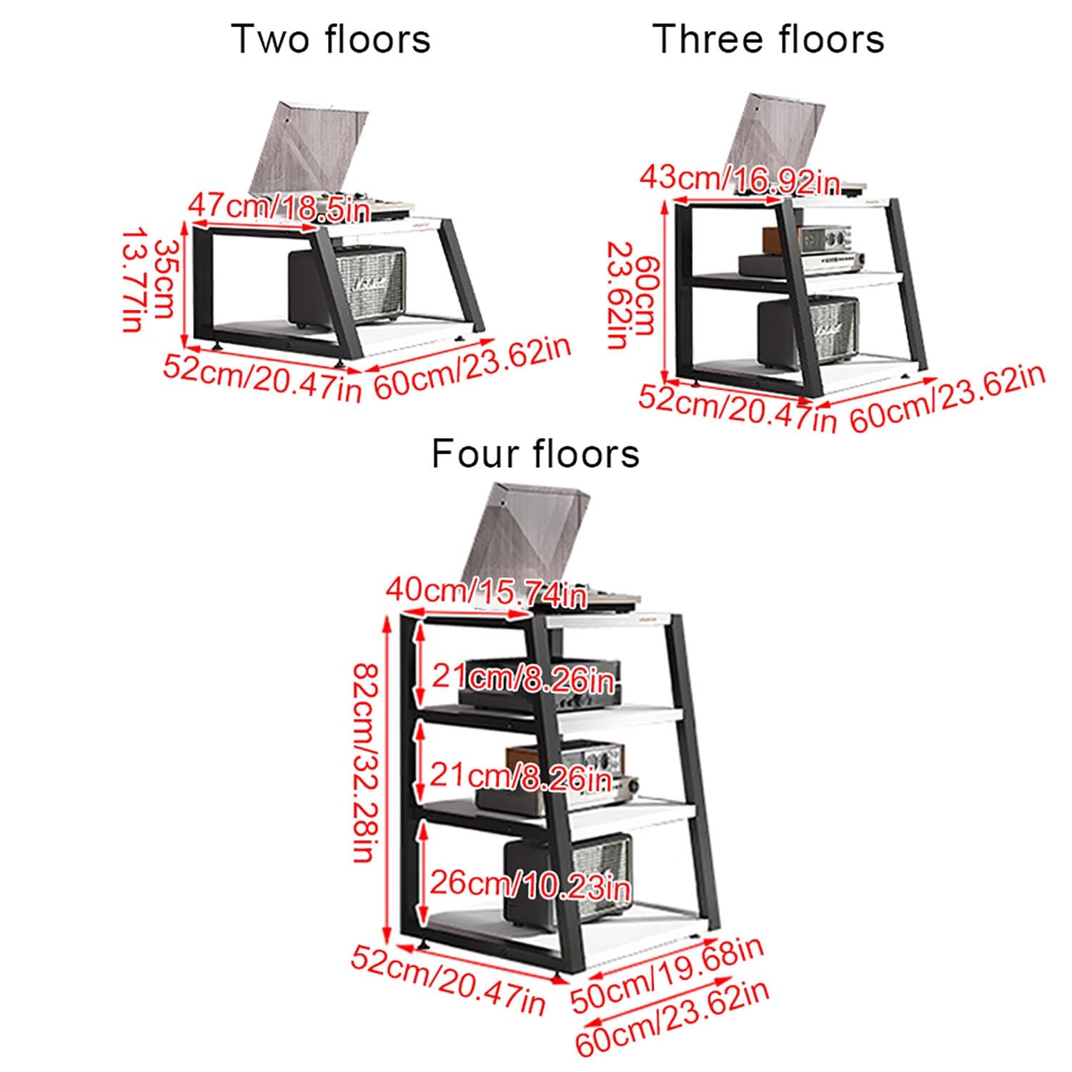 Robusto ripiano da gioco e supporto multimediale, versatile rack audio per console per videogiochi, DVD, proiettori e altoparlanti, perfetto per soggiorno, sala teatro e studio (giallo, 60 x 52 x 82)