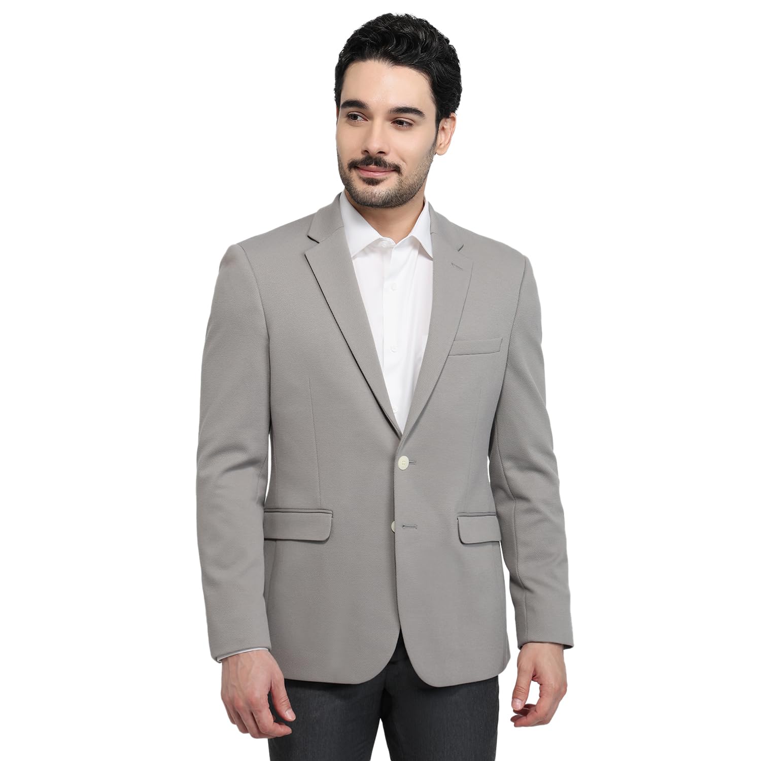 Men Regular Fit Structure Pattern Terelyne Rayon Spandex Blend Notch Lapel Full Sleeve Formal Blazer-image-39