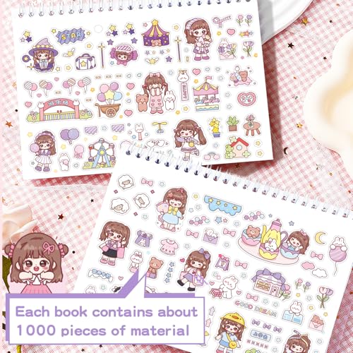 Image of Nini's Princess Activity and Sticker Book for Kids Cartoon Girls Scrapbook Sticker Set with 1000+ Cute DIY Journal Decoration for Laptop Phone Case Greeting Card Art Craft (Purple)