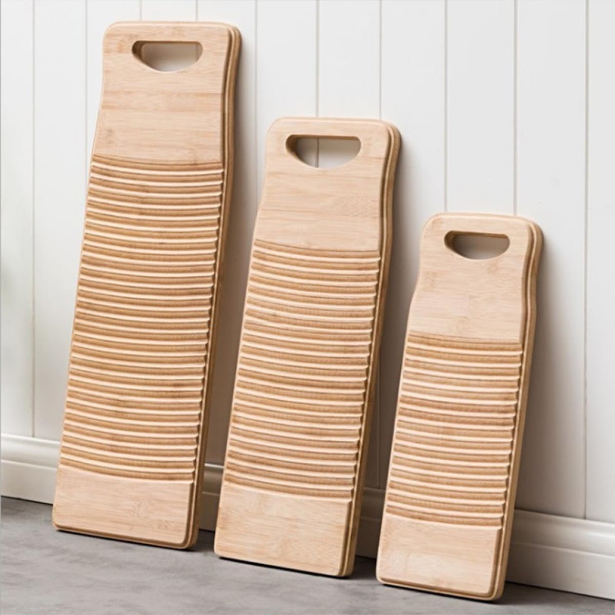 STOBAZA Waschbrett Holz Bambus mit Rutschfestem Design Verdicktes Wäschebrett aus Robustem Verbundmaterial für Kleidung im Haushalt und Shop